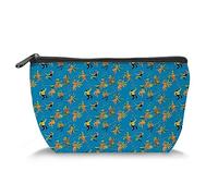 Trousse de maquillage de voyage à motif de tête de taureau aquarelle avec fleur suspendue, organiseur de rangement pour femme, multicolore (rapezoïde), Bleu mer_20, Taille unique, Trousse de beauté