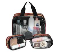 Trousse de maquillage de voyage à motif kimono japonais pour homme et femme - Grues japonaises translucides - 3 grandes pochettes de toilette pour douche, articles de toilette, couleur, L, Trousse de