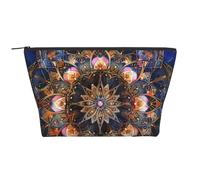 Trousse de maquillage de voyage à paillettes or rose - Grande capacité - Pochette de maquillage portable pour le lavage et le rangement de la chambre à coucher, Art Mandala Rectangle, One Size