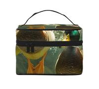 Trousse de maquillage de voyage à rabat avec poignée pour femme - Imprimé fleurs et papillons, Canard nageant sous l'eau, Taille unique, Trousse de maquillage