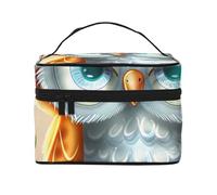 Trousse de maquillage de voyage à rabat avec poignée pour femme - Imprimé fleurs et papillons, Jolie chouette de dessin animé., Taille unique, Trousse de maquillage