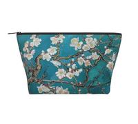 Trousse de maquillage de voyage à rayures marron - Grande capacité - Pochette de maquillage portable pour le lavage et le rangement de la chambre à coucher, Fleur d'amandier, One Size, Organiseur de