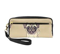 Trousse de maquillage de voyage amusante avec carlin, chiot, chien, femme, sac de maquillage pour sac à main, trousse de toilette portable, organisateur d'accessoires, Noir , Taille unique, Trousse de