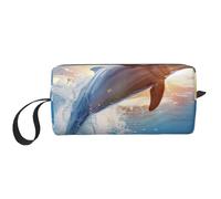 Trousse de maquillage de voyage amusante avec imprimé dauphin - Trousse de maquillage portable pour femme, blanc, Taille unique, Trousse de maquillage