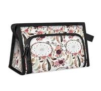 Trousse de maquillage de voyage avec attrape-rêves floral pour femmes, hommes, enfants, filles, garçons, trousse de toilette, trousse de toilette, trousse de douche, organiseur, couleur, L, Organiseur