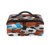 Trousse de maquillage de voyage avec balles de sport 3D, étanche, trousse de toilette ouverte plate, trousse de toilette, organisateur de voyage pour femmes et hommes