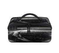 Trousse de maquillage de voyage avec ballon de basket-ball 3D, drapeau américain, pochette étanche et ouverte, trousse de toilette plate ouverte, trousse de toilette, organisateur de voyage pour