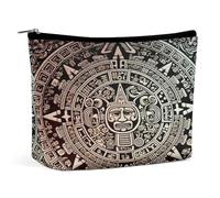 Trousse de maquillage de voyage avec calendrier maya « End of the World » - Grande trousse de toilette étanche pour femme - Trousse de maquillage portable - Jolie pochette à fermeture éclair - Trousse