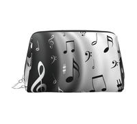 Trousse de maquillage de voyage avec compartiments et notes de musique pour femme, Argenté., One Size