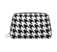 Trousse de maquillage de voyage avec compartiments, motif pied-de-poule noire, doré, One Size