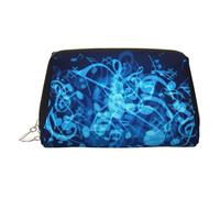 Trousse de maquillage de voyage avec compartiments pour femme Motif notes de musique Bleu, doré, One Size