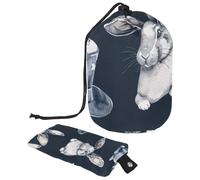 Trousse de maquillage de voyage avec cordon de serrage, bleu, motif lapins magiques mignons, grand organisateur de toilette étanche pour femme, Lapins magiques mignons bleus,