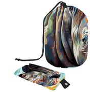 Trousse de maquillage de voyage avec cordon de serrage - Grande trousse de toilette étanche - Couleurs rhinocéros - Pour femme, Rhino Colors Peinture à l'huile,