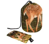 Trousse de maquillage de voyage avec cordon de serrage Motif cerf de Noël et branche de pin et feuilles de baies 3_81, Multicolore 08, 9.9x6.9in/25.2x17.6cm;6x3.5in/15.2x8.8cm