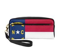 Trousse de maquillage de voyage avec drapeau de l'État de la Caroline du Nord, trousse de maquillage pour femme, étui de rangement de maquillage essentiel de voyage, Noir , Taille unique, Trousse de