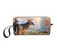 Trousse de maquillage de voyage avec empreintes de pattes de chien et os de chien, trousse de maquillage portable simple à fermeture éclair pour femme, Art de la faune et du cerf, One Size, Trousse de