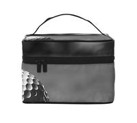 Trousse de maquillage de voyage avec fermeture éclair et poignée Motif golf Noir/blanc, Noir , Taille unique, Trousse de maquillage