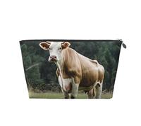 Trousse de maquillage de voyage avec fermeture éclair pour femme et fille Motif vache suisse Marron, Argenté., Taille unique