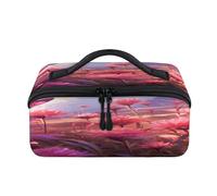 Trousse de maquillage de voyage avec fleur de rêve et papillon - Poche étanche - Trousse de toilette ouverte plate - Organiseur de voyage pour femme et homme