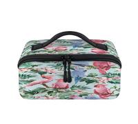 Trousse de maquillage de voyage avec fleurs d'ara tropicales, pochette étanche et ouverte, trousse de toilette plate, trousse de toilette, organisateur de voyage pour femmes et hommes
