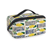 Trousse de maquillage de voyage avec hiéroglyphes Citron Egypte pour femmes, hommes, filles, garçons, trousse de toilette, trousse de toilette portable, organisateur d'articles de toilette