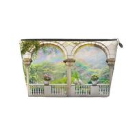 Trousse de maquillage de voyage avec impression arc-en-ciel au loin, trousse de toilette, trousse de toilette, rangement multifonctionnel avec fermeture éclair pour femmes et filles, doré, Argenté.,