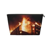 Trousse de maquillage de voyage avec impression volcanique - Trousse de toilette multifonction avec fermeture éclair pour femmes et filles - Doré, doré, Taille unique