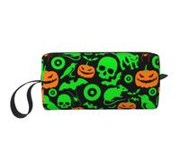 Trousse de maquillage de voyage avec imprimé crâne d'Halloween, pochette de maquillage portable simple à fermeture éclair pour femme, Citrouille d'Halloween Ghost Horror, One Size, Trousse de