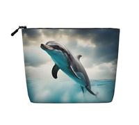 Trousse de maquillage de voyage avec imprimé dauphin drôle qui vous regarde, grande capacité, trousse de toilette