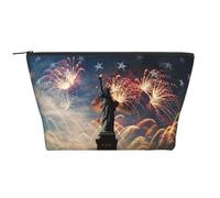 Trousse de maquillage de voyage avec imprimé de fleurs blanches pour femme, statue de la liberté, One Size, Trousse de maquillage