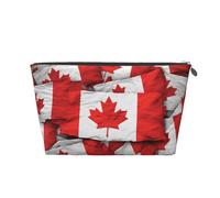 Trousse de maquillage de voyage avec imprimé drapeau canadien, trousse de toilette, trousse de toilette, trousse de rangement multifonctionnelle avec fermeture éclair pour femmes et filles, doré,
