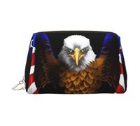 Trousse de maquillage de voyage avec imprimé fleurs et plumes pour un usage quotidien et voyage d'affaires, Drapeau des États-Unis Aigle patriotique, One Size, Classique