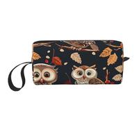 Trousse de maquillage de voyage avec imprimé hiboux sur une branche d'arbre - Trousse de maquillage portable pour femme, blanc, Taille unique, Trousse de maquillage