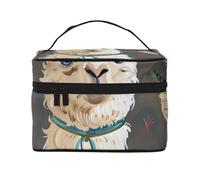 Trousse de maquillage de voyage avec imprimé lama alpaga - Organiseur de cosmétiques léger de grande capacité avec poignée et fermeture éclair, grande capacité, essentiels de vacances pour femme