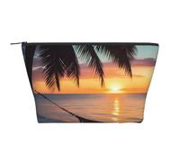Trousse de maquillage de voyage avec imprimé léopard - Grande capacité - Pochette de maquillage portable pour le lavage et le rangement de la chambre à coucher, Coco Beach Sunset Hamac, One Size