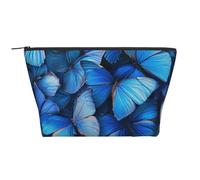 Trousse de maquillage de voyage avec imprimé Merry Christmas - Grande capacité - Pochette de maquillage portable pour le lavage, la chambre à coucher, De nombreux papillons bleus., One Size