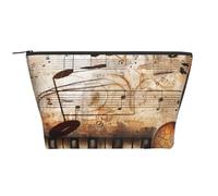 Trousse de maquillage de voyage avec imprimé Père Noël, grande capacité, pochette de maquillage portable pour le lavage, rangement de la chambre à coucher, Notes de musique pour piano et violon, One