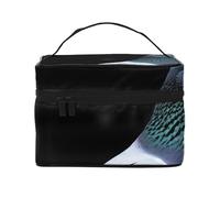 Trousse de maquillage de voyage avec imprimé pigeon, étui de rangement portable avec poignée pour femmes et filles, Noir , Taille unique, Trousse de maquillage