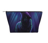 Trousse de maquillage de voyage avec imprimé serpent 3D Trapèze Trousse de maquillage Trousse de toilette Organiseur pour femme, Loups Howl In The Northern Lights, One Size, Trousse de maquillage