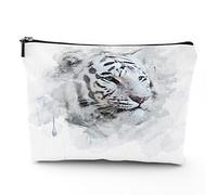 Trousse de maquillage de voyage avec mains mauvais œil, mains colorées avec troisième mauvais œil, grande trousse de maquillage en lin, trousse de toilette, multicolore, 17,8 x 22,9 cm, Gris Blanc_34,