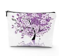 Trousse de maquillage de voyage avec mains mauvais œil, mains colorées avec troisième mauvais œil, grande trousse de maquillage en lin, trousse de toilette, multicolore, 17,8 x 22,9 cm, Violet_11,