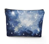 Trousse de maquillage de voyage avec mains mauvais œil, mains colorées avec troisième mauvais œil, grande trousse de maquillage en lin, trousse de toilette, multicolore, 17,8 x 22,9 cm, Bleu marine _