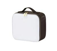 Trousse de maquillage de voyage avec miroir LED, étui de maquillage en cuir synthétique pour artistes de maquillage, vernis à ongles, sac de rangement portable, cadeau pour filles et femmes, blanc