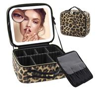 Trousse de Maquillage de Voyage avec Miroir Lumineux Trousse de Maquillage cloisonnable Trousse de Maquillage cosmétique avec Miroir Lumineux à 3 Modes d'éclairage