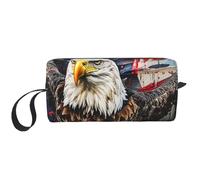 Trousse de maquillage de voyage avec motif aigle des États-Unis - Trousse de maquillage portable pour femme, blanc, Taille unique, Trousse de maquillage