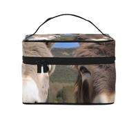 Trousse de maquillage de voyage avec motif ânes drôles - Organiseur de maquillage portable spacieux avec poignée - Grande capacité - Cadeau pour femmes et filles, Noir , Taille unique, Trousse de