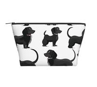 Trousse de maquillage de voyage avec motif cerf camouflage - Grande capacité - Pochette de maquillage portable pour le lavage, le rangement de la chambre à coucher, Black Dogs Teckel, One Size