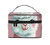 Trousse de maquillage de voyage avec motif lamas, organiseur de maquillage portable spacieux avec poignée, grande capacité, cadeau pour femmes et filles, Noir , Taille unique, Trousse de maquillage