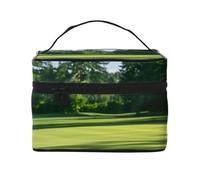 Trousse de maquillage de voyage avec poignée pour femme et fille Motif terrain de golf, Noir , Taille unique, Trousse de maquillage
