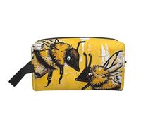 Trousse de maquillage de voyage avec poignée pour femme Motif rayures noires et blanches Motif roses rouges, Bee Love Honey, Taille unique, Trousse de maquillage